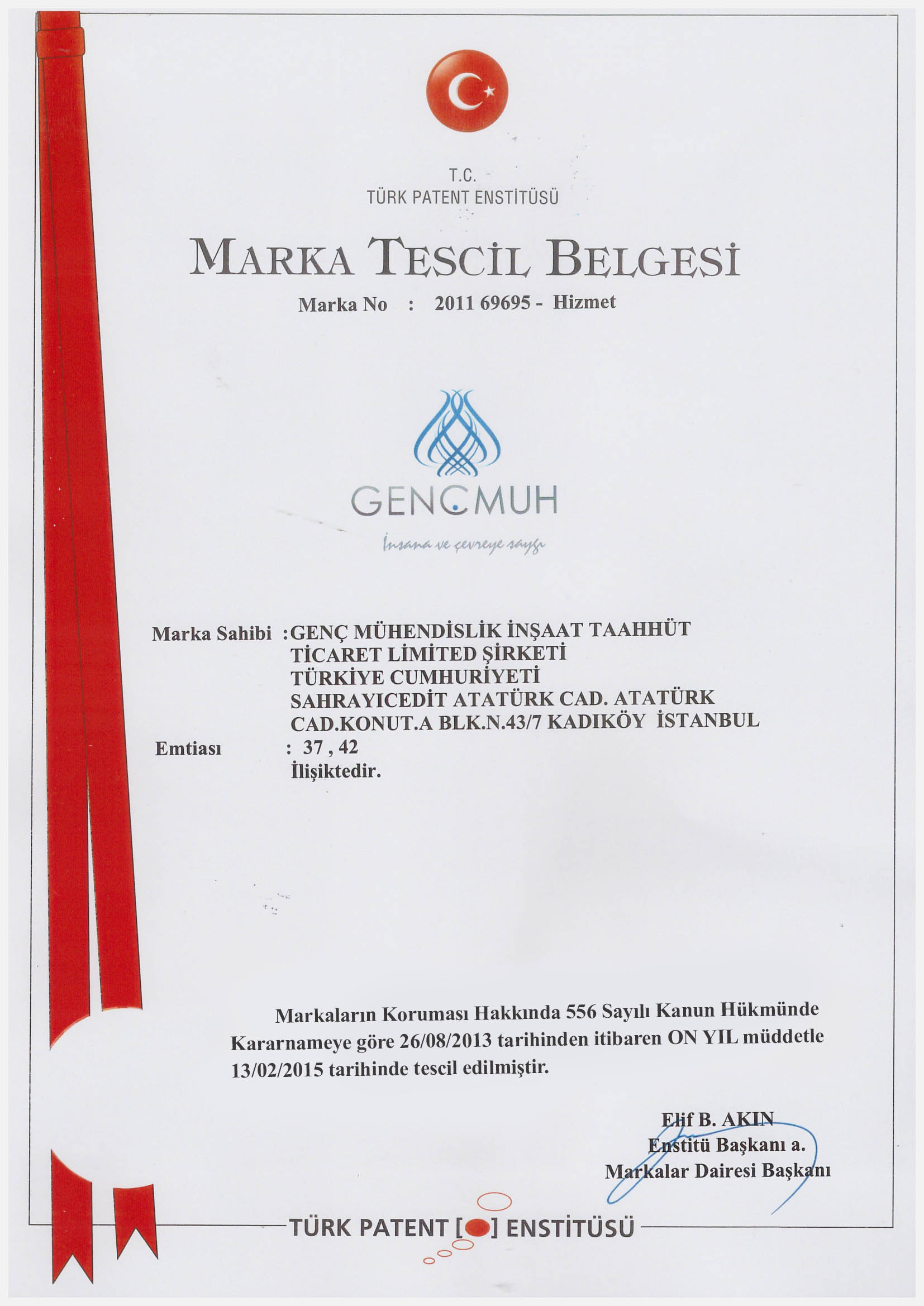 Genç Mühendislik sertifika belgesi
